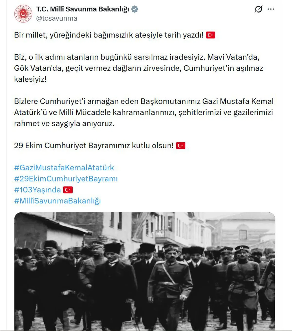 MSB'den 29 Ekim Cumhuriyet Bayramı'na özel klip
