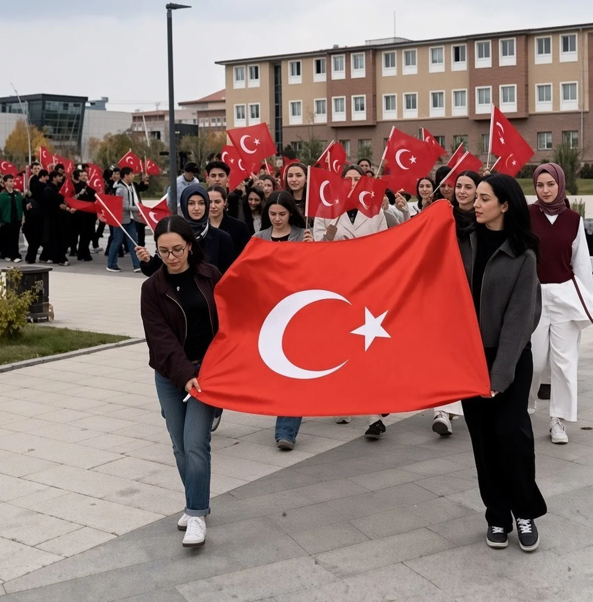 Orhun Gençlik Kulübü, Cumhuriyet'in 103. yıl dönümünde EBYÜ'de bayrak yürüyüşü yaptı.