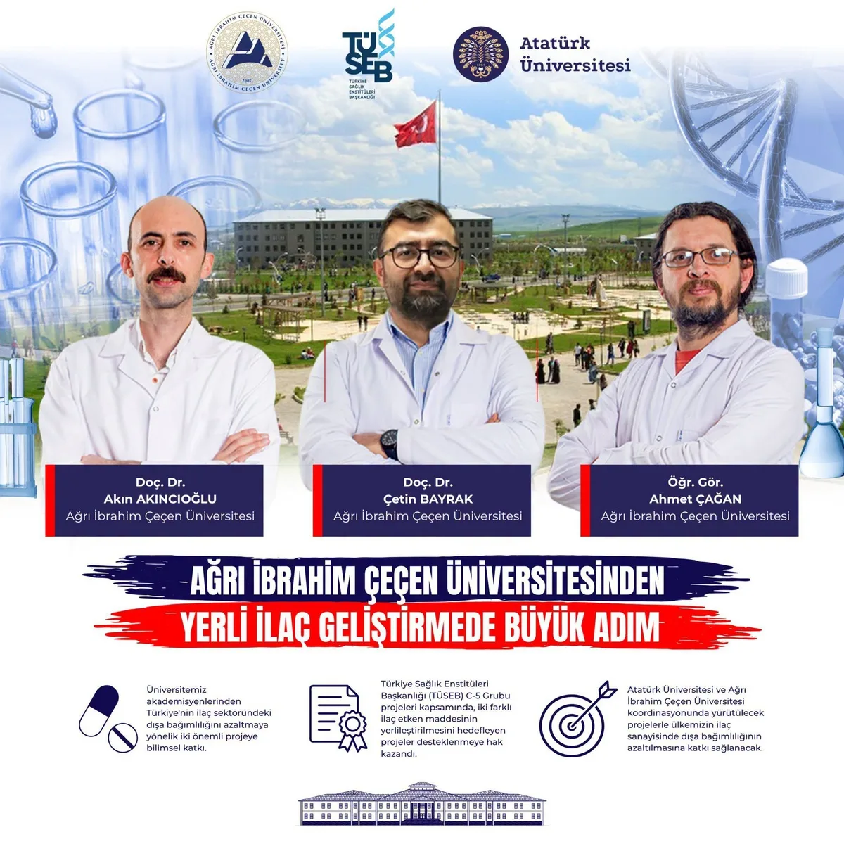 AİÇÜ akademisyenlerinin iki ilaç projesi TÜSEB C-5 desteği almaya hak kazandı
