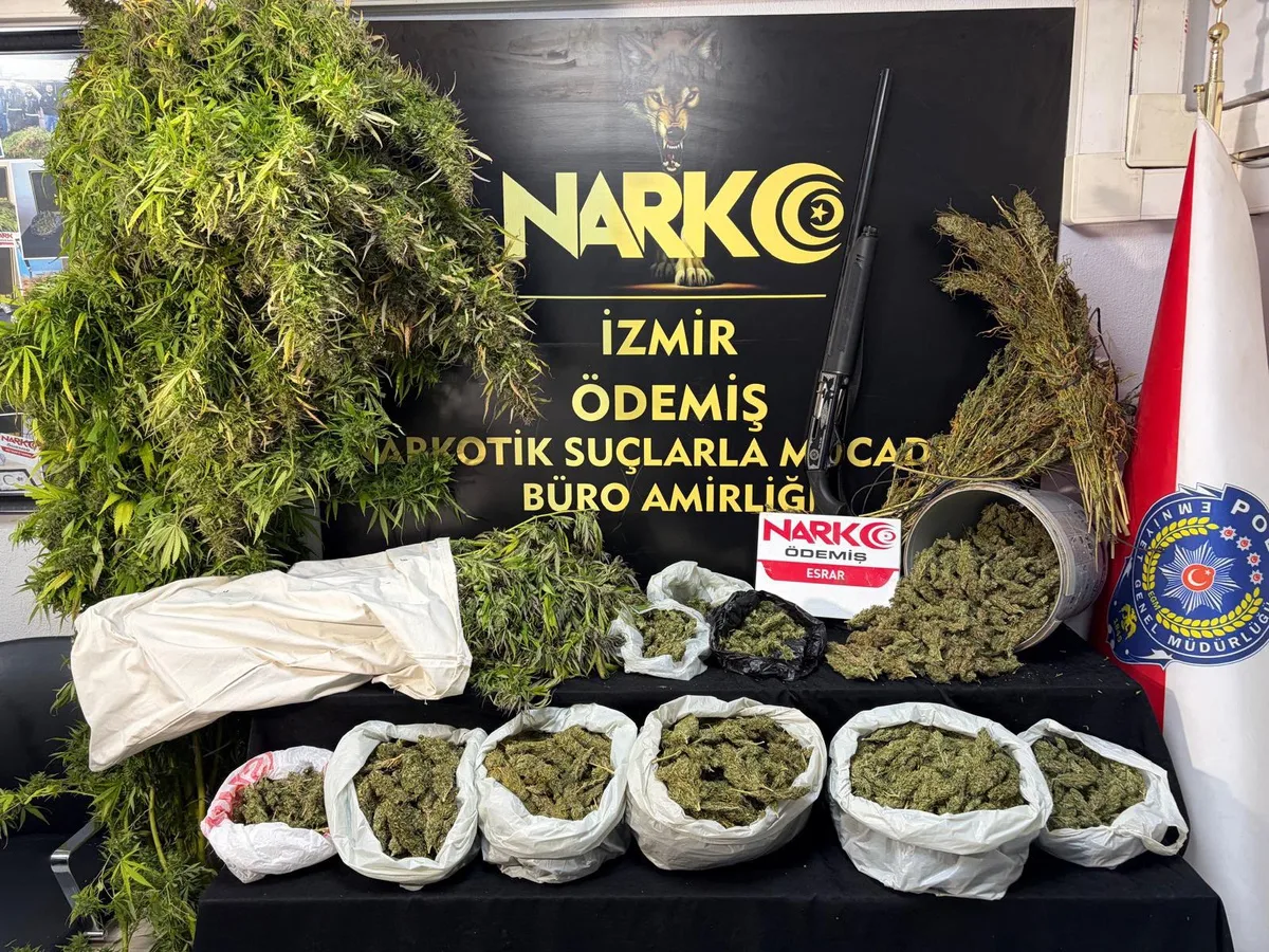 İzmir Ödemiş'te uyuşturucu operasyonunda 7 kilo 671 gram esrar ele geçirildi