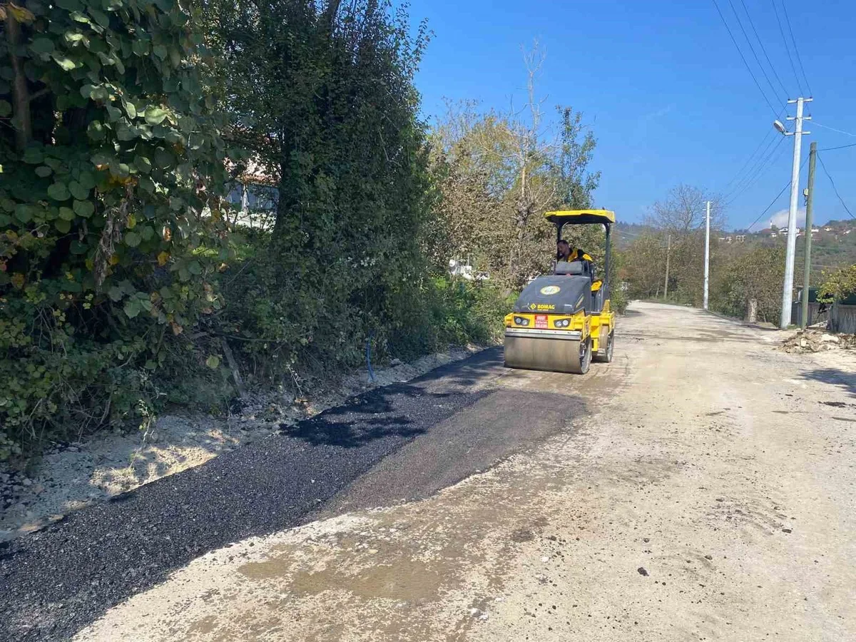 Düzce İl Özel İdaresi, Sancakdere köyünde bozulan yollarda asfalt yama yapıyor