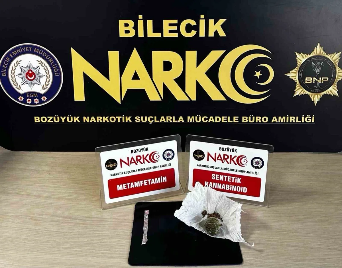 Bilecik Bozüyük'te üzerinde bonzai ve metamfetamin çıkan 1 şüpheli yakalandı