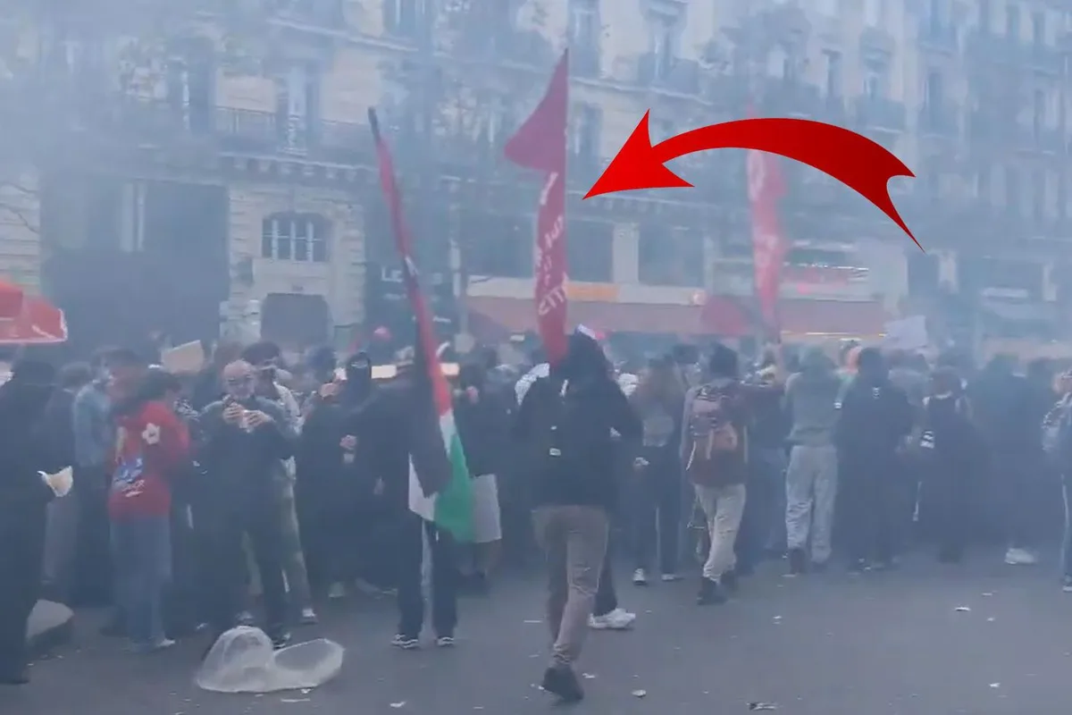 Fransa'daki protestolarda TİP bayrağı sürprizi