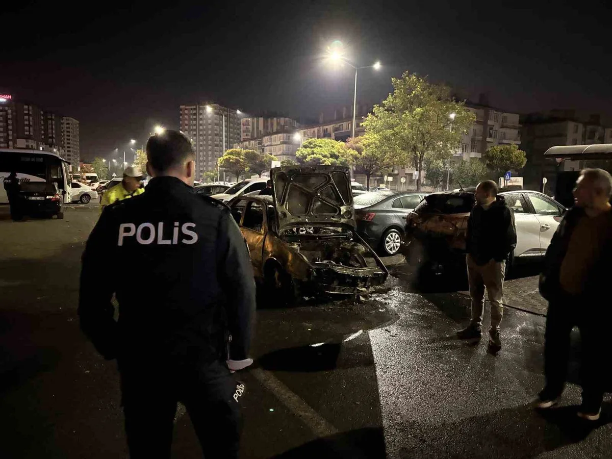 Kayseri'de alev alan otomobil park halindeki 3 araca zarar verdi, sürücü yaralandı