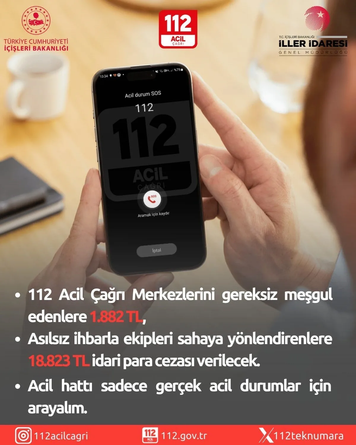 Amasya'da 112'ye asılsız çağrı yapan 3 kişiye toplam 56 bin 469 TL ceza kesildi