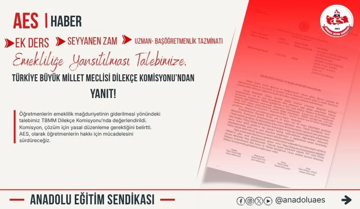 TBMM Dilekçe Komisyonu öğretmen emeklilik için yasal düzenleme gerektiğini bildirdi