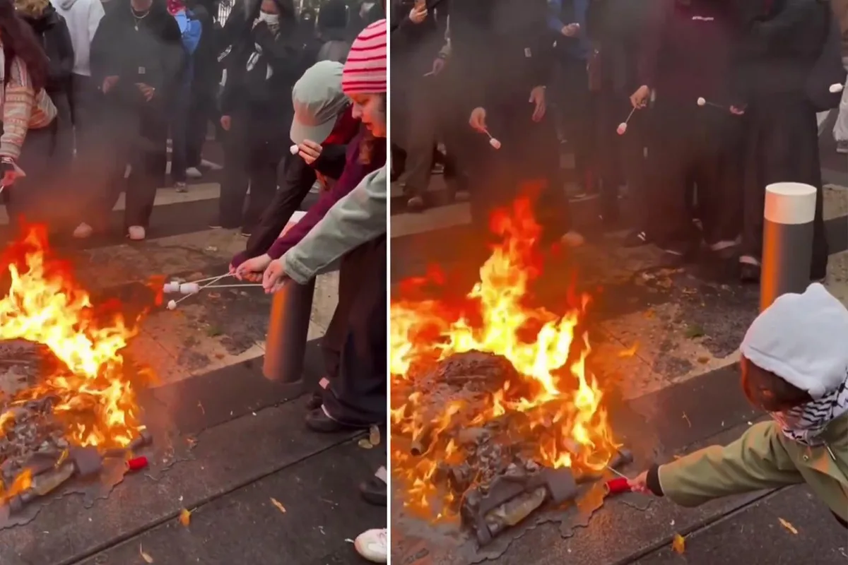 Fransa’da protestolar ülkeyi yangın yerine çevirdi! Yaktıkları sokaklarda marşmelov kızarttılar