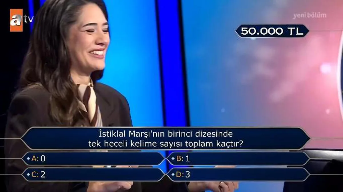İstiklal Marşı'nın birinci dizesinde tek heceli kelime sayısı toplam kaçtır?