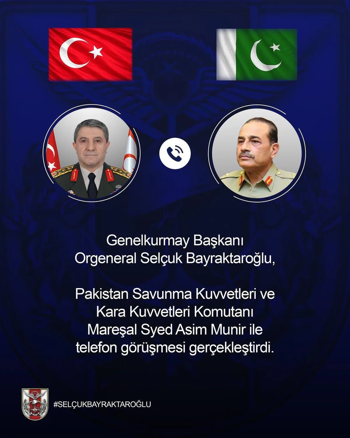 Milli Savunma Bakanlığı, Bayraktaroğlu ile Munir'in telefon görüşmesini duyurdu