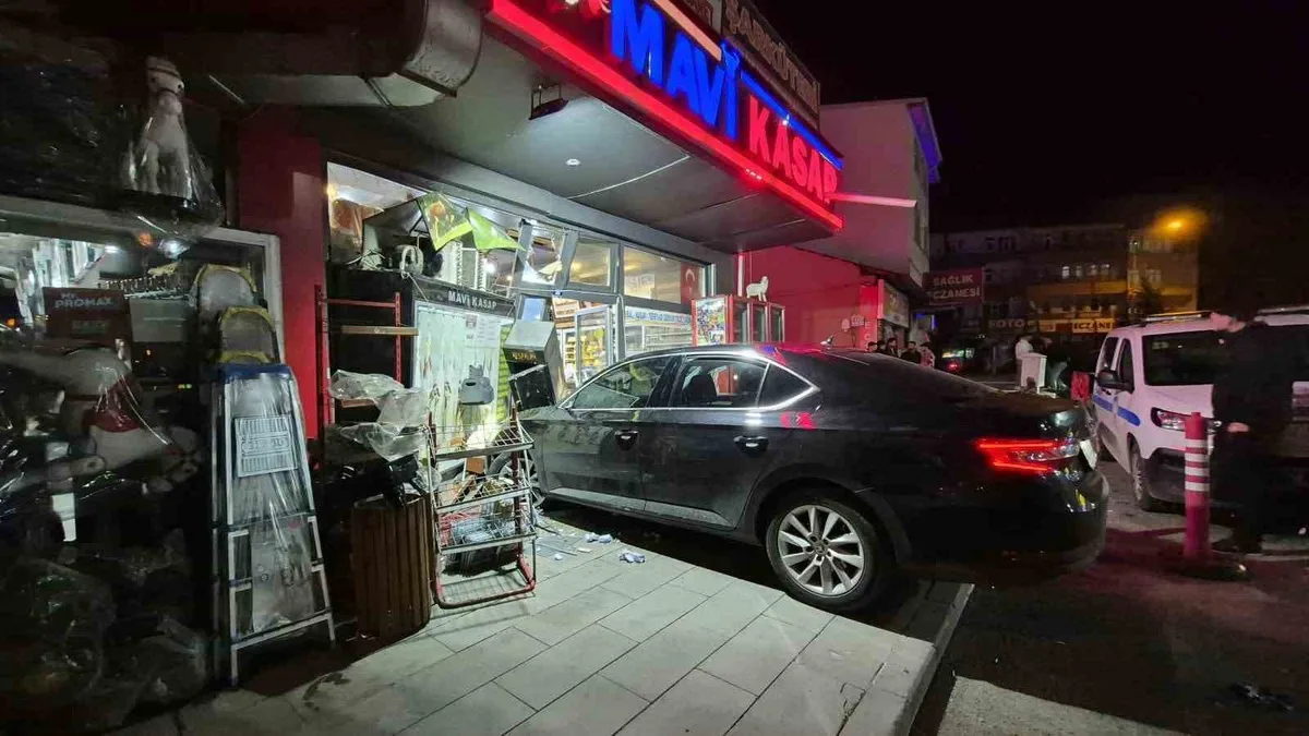 Kars Sarıkamış'ta otomobil iş yerine daldı, kazada yaralanan olmadı