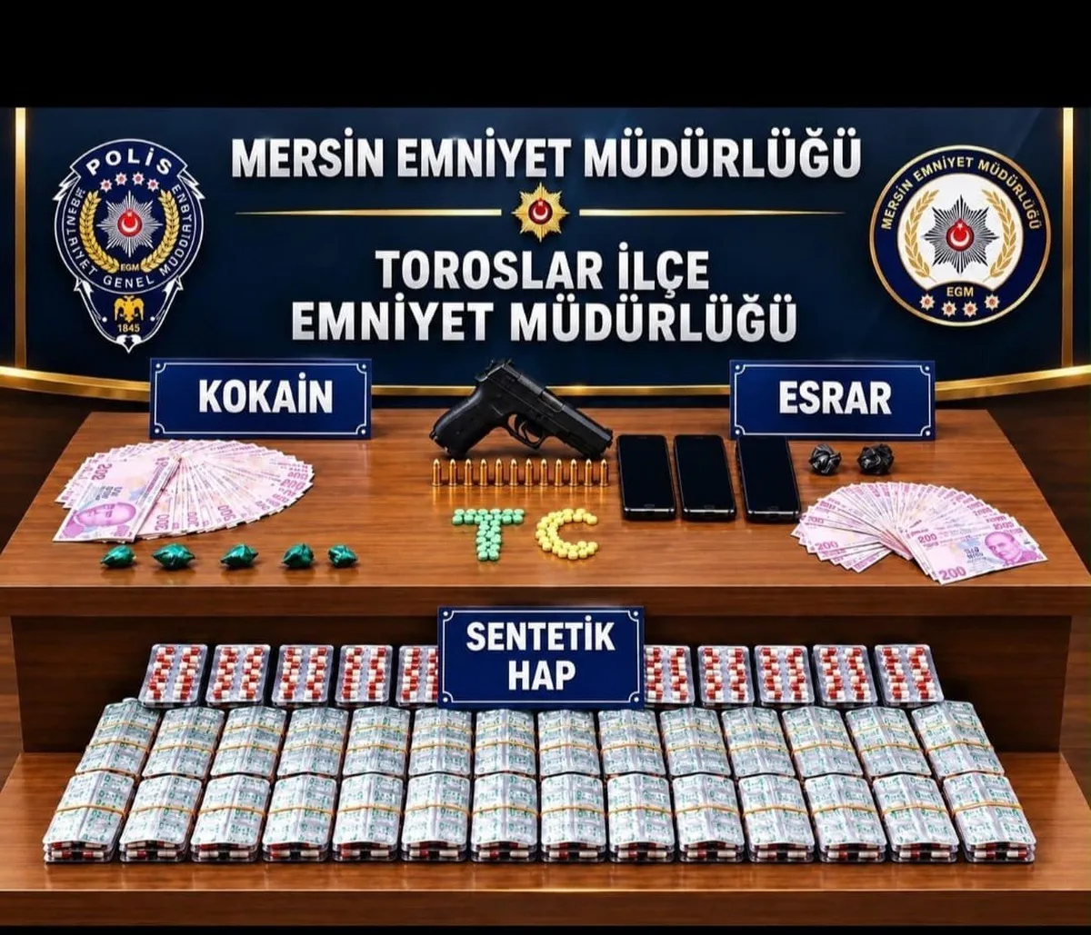 Mersin Toroslar'da uyuşturucu operasyonunda 4 şüpheli tutuklandı
