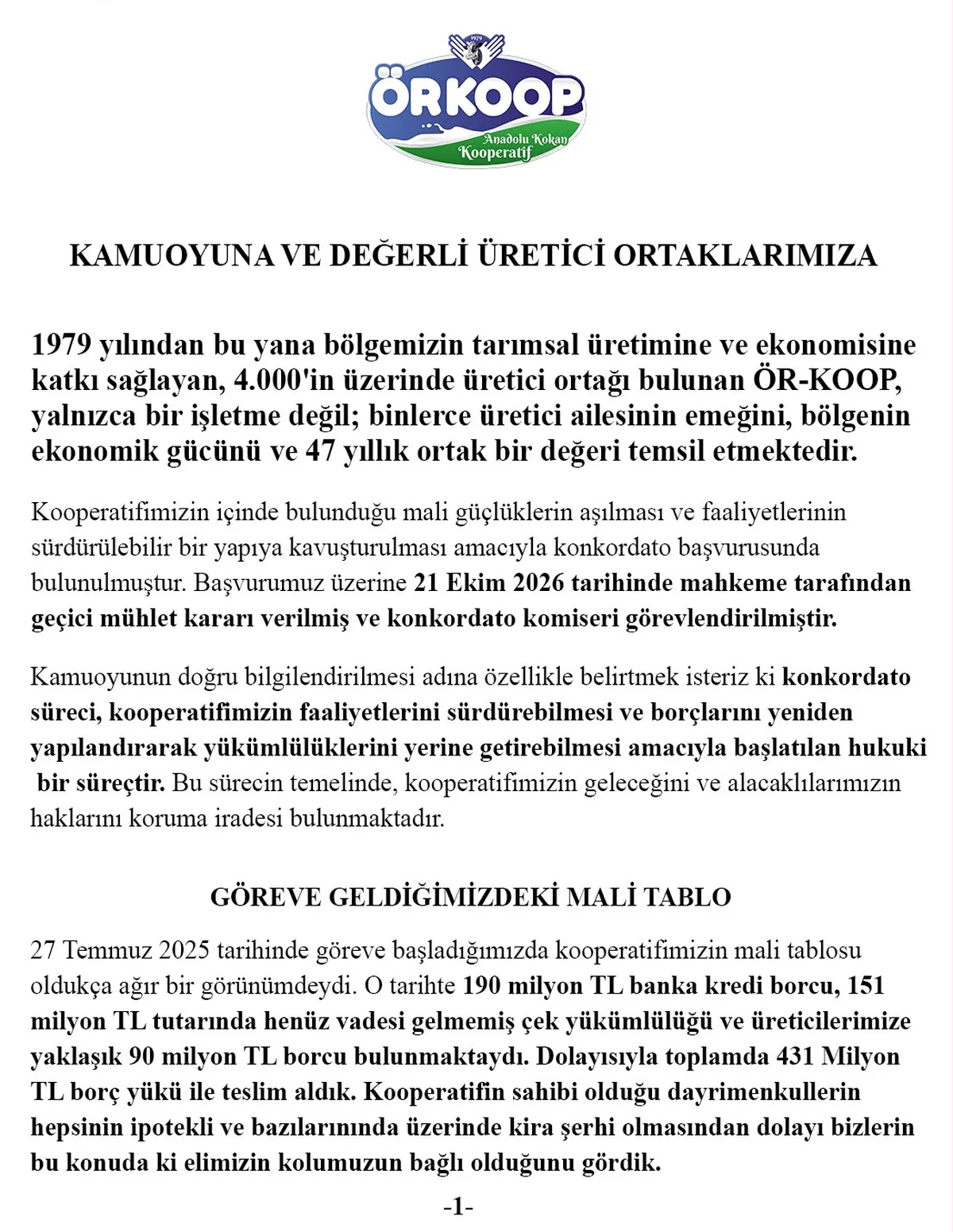 Aydın Nazilli'de 4 binin üzerinde ortağı bulunan ÖR-KOOP konkordato başvurusu yaptı