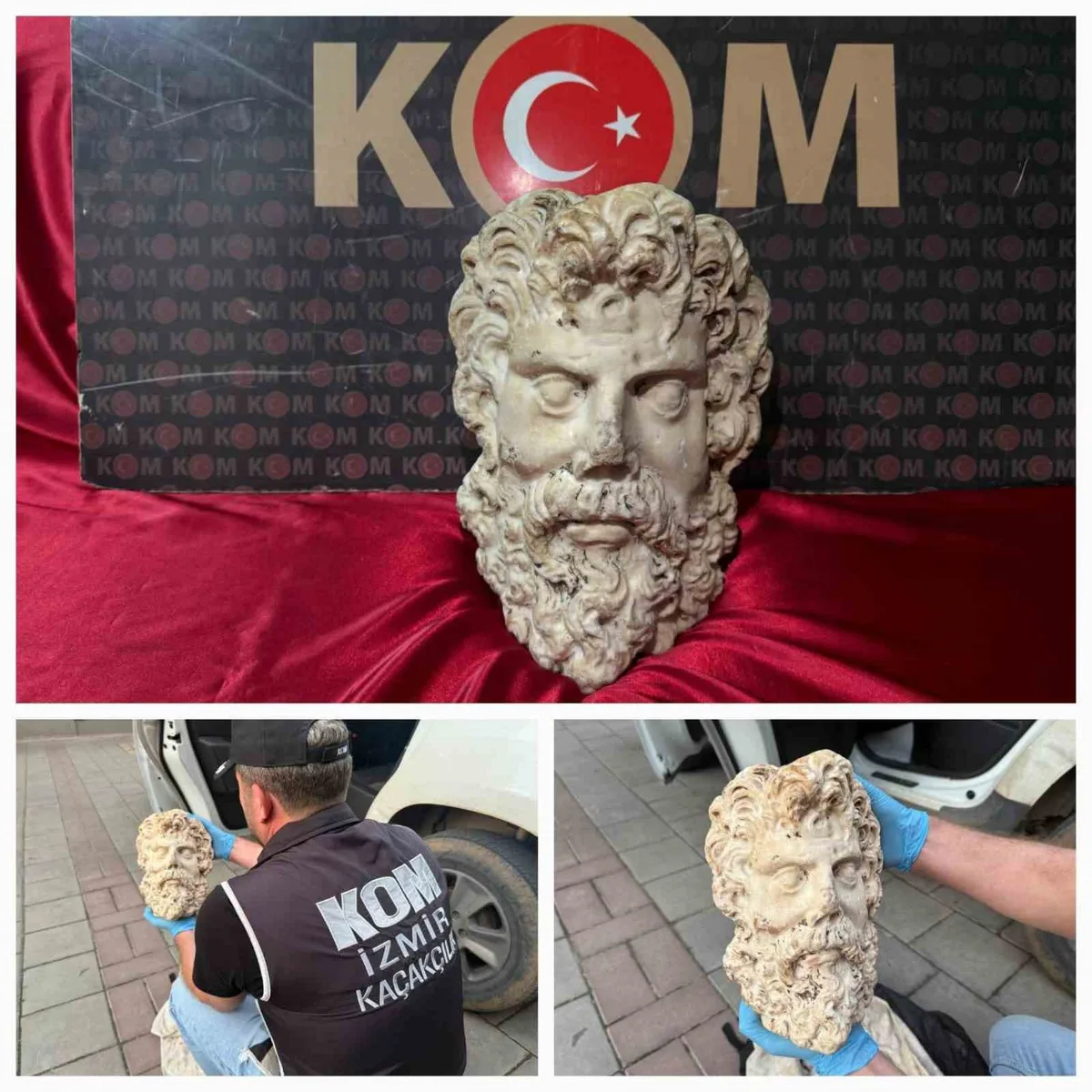 İzmir Konak'ta yaklaşık 2 bin yıllık Zeus başı bulundu, 3 şüpheli gözaltına alındı