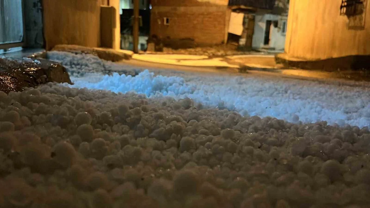 Bayburt'ta yaklaşık 10 dakika süren sağanak ve fındık büyüklüğünde dolu yaşamı etkiledi