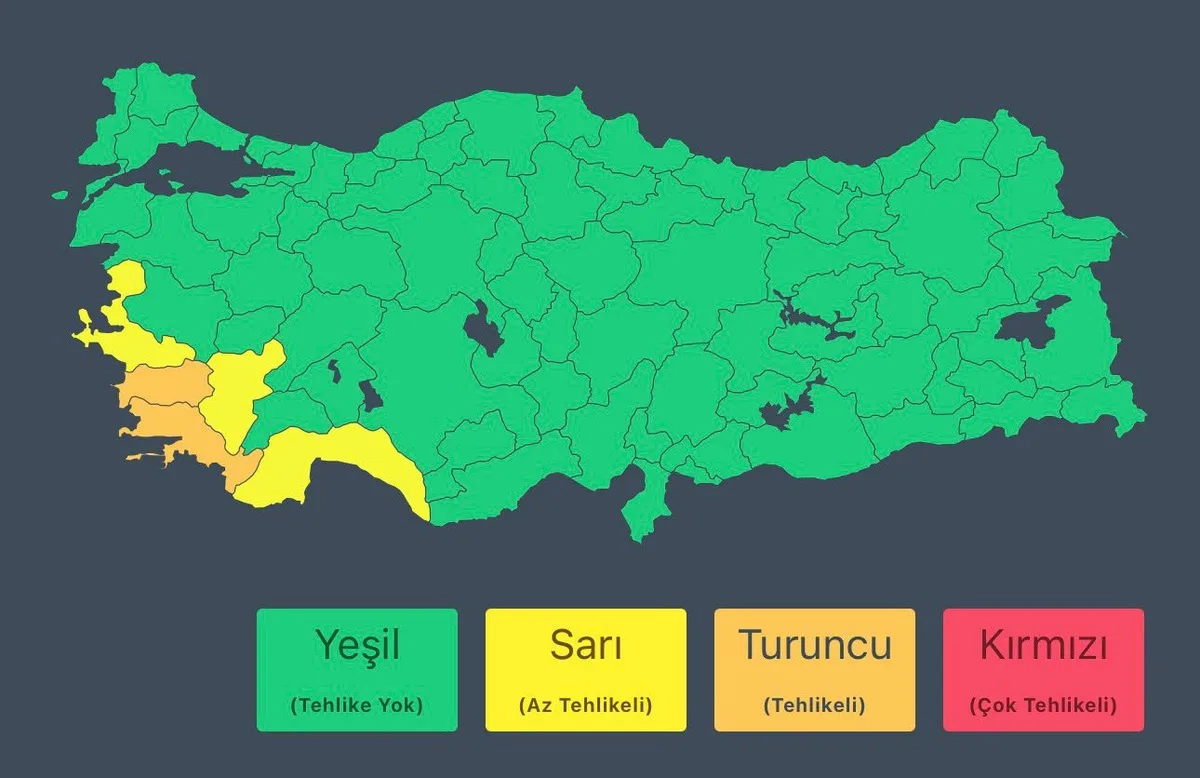 İçişleri Bakanlığı, 26 Ekim 2026'da Aydın ve Muğla için sel uyarısında bulundu