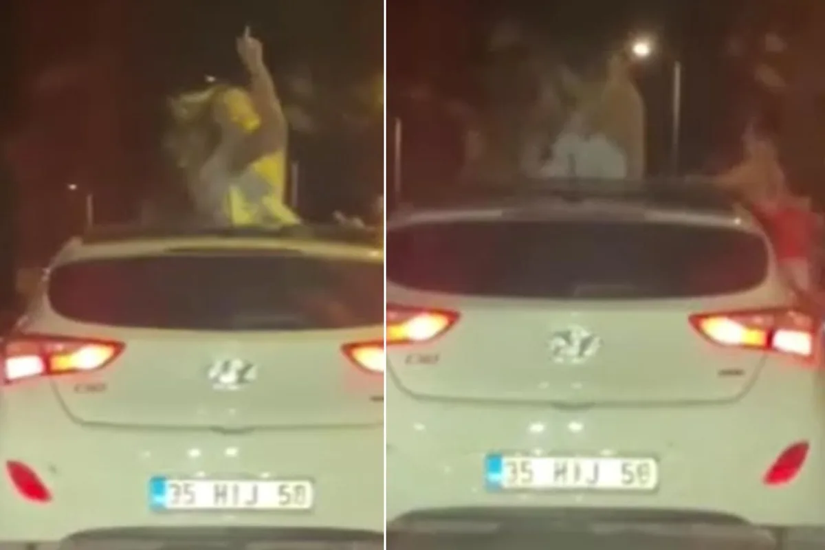 Böyle eğlence olmaz olsun! Seyir halindeki araçta yaptıklarına bakın