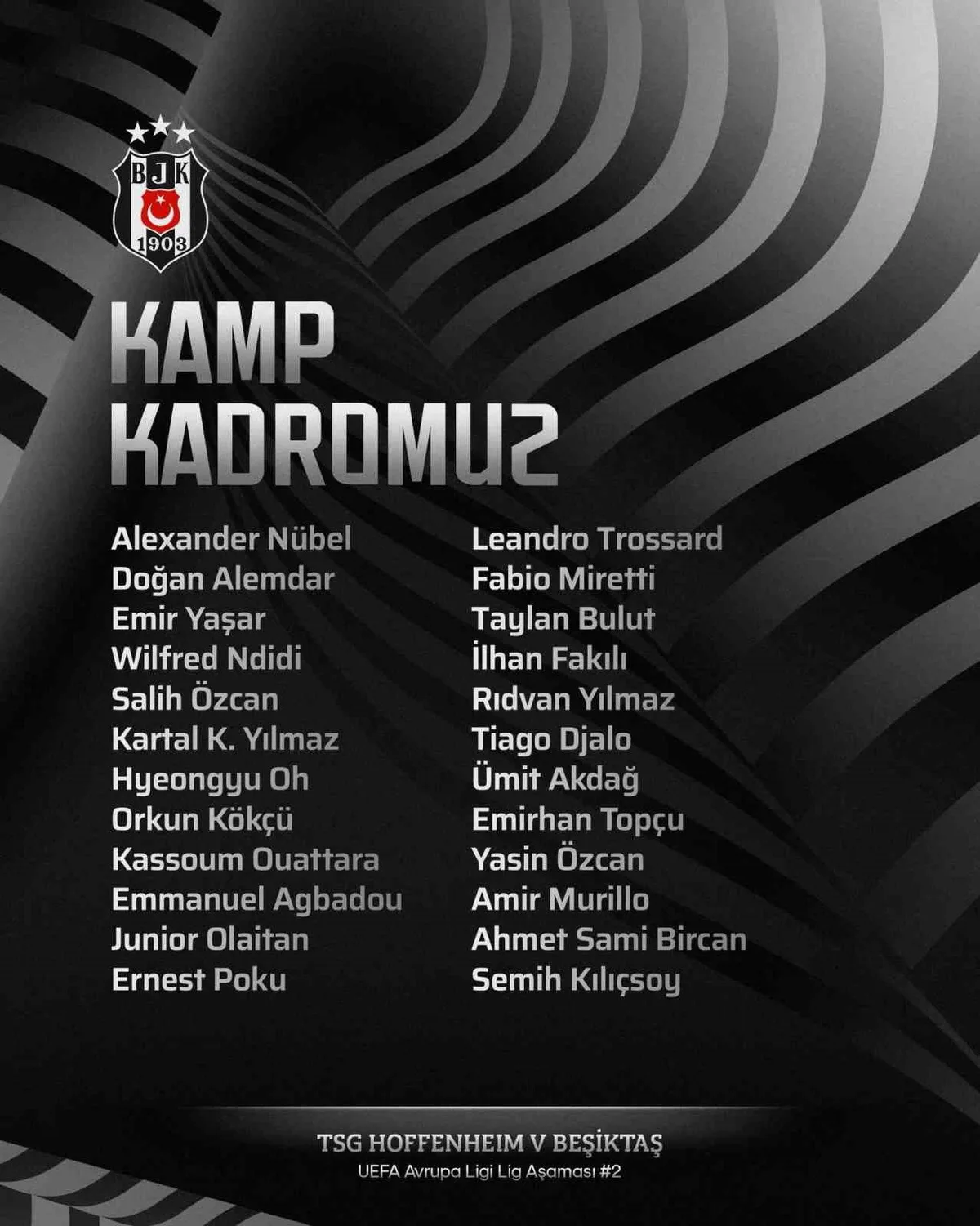 Vlahovic, gastroenterit tedavisi nedeniyle Beşiktaş'ın Hoffenheim kadrosuna giremedi