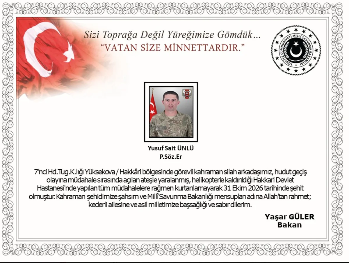 Hakkari'de bir asker düştü