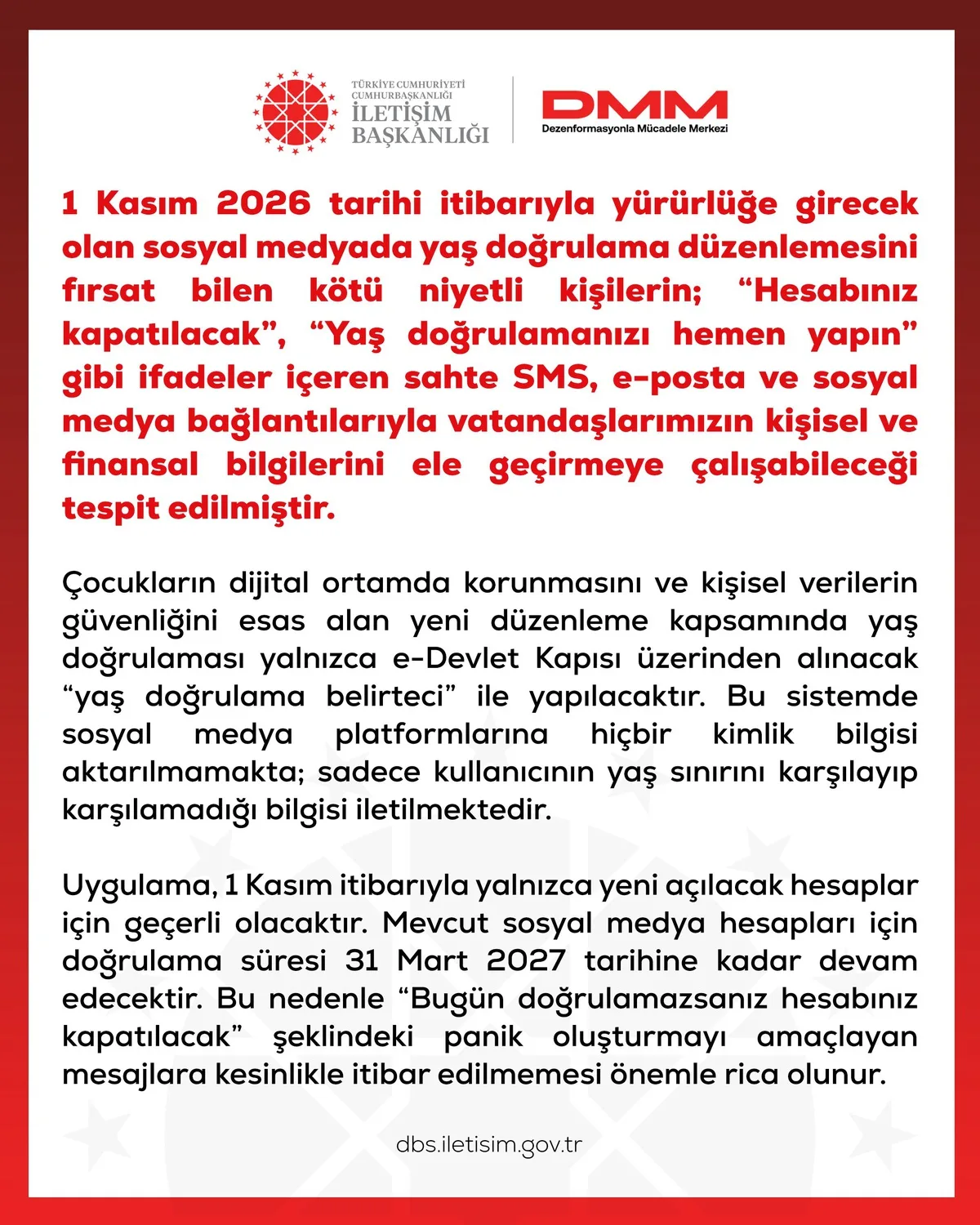 DMM, yaş doğrulamada sahte mesajlara karşı uyardı; doğrulama e-Devlet'ten yapılacak